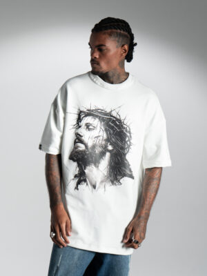 Camiseta Oversized Blessed Jesus White